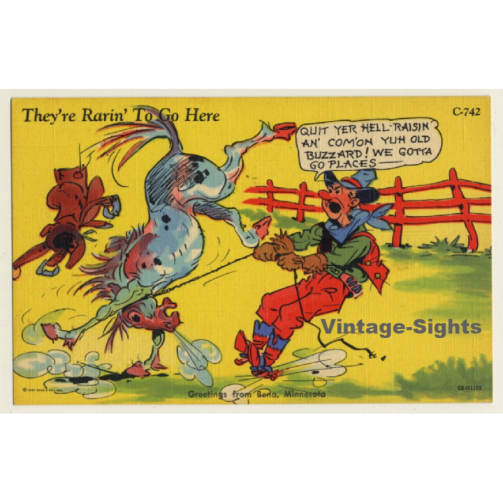 Ray Walters: They're Rarin' To Go Here (Vintage Comic PC ~1940s)