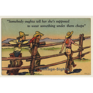 Somebody Oughta Tell Her She's Supposed To Wear Something Under Them Chaps (Vintage Comic PC ~1950s)