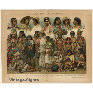 American Indians: USA, Mexico, Canada, Peru, Chile, Brazil (Vintage Chromolithography 1890s)