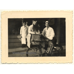Vilvoorde: Charcuterie Alsbroeck / Pig Mask - Bicycle (Vintage Photo ~1930s/1940s)