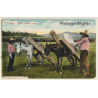 Mexico: Anieros Cargando Madera / Donkey - Packhorse (Vintage PC ~1910s/1920s)