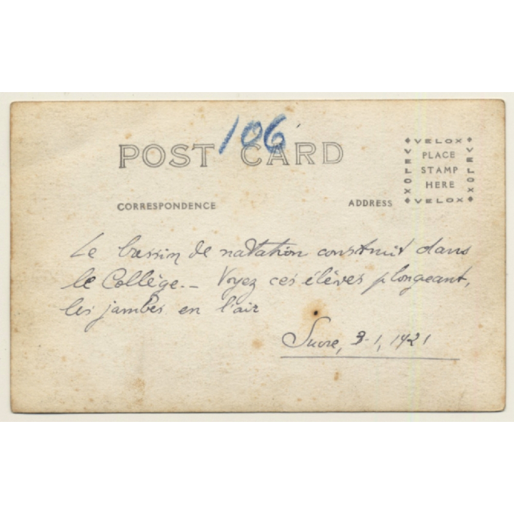 Junin / Peru: Young Men In School Swimming Pool (Vintage RPPC 1921)