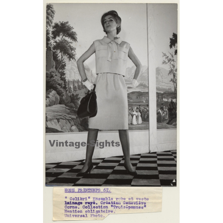Geneviève Corne: Collection Trois-Pommes / Mode Printemps 61 (Vintage Press Photo)