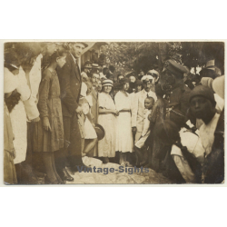 Royal Belgian Delegation Visiting Colony / King Albert I. ? (Vintage RPPC ~1910s/1920s)