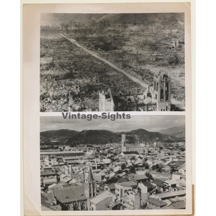 Hiroshima: After Bombing & 9 Years Later Rebuilt (Vintage Press Photo 1954)