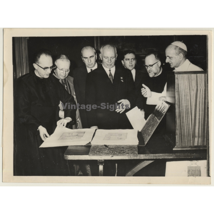 Pope Paul VI & Nikolai Podgorny / Vatican City (Vintage Press Photo 1967)