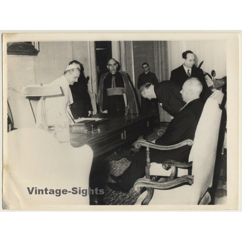 Pope Paul VI & Nikolai Podgorny / Pope & Soviet President (Vintage Press Photo 1967)
