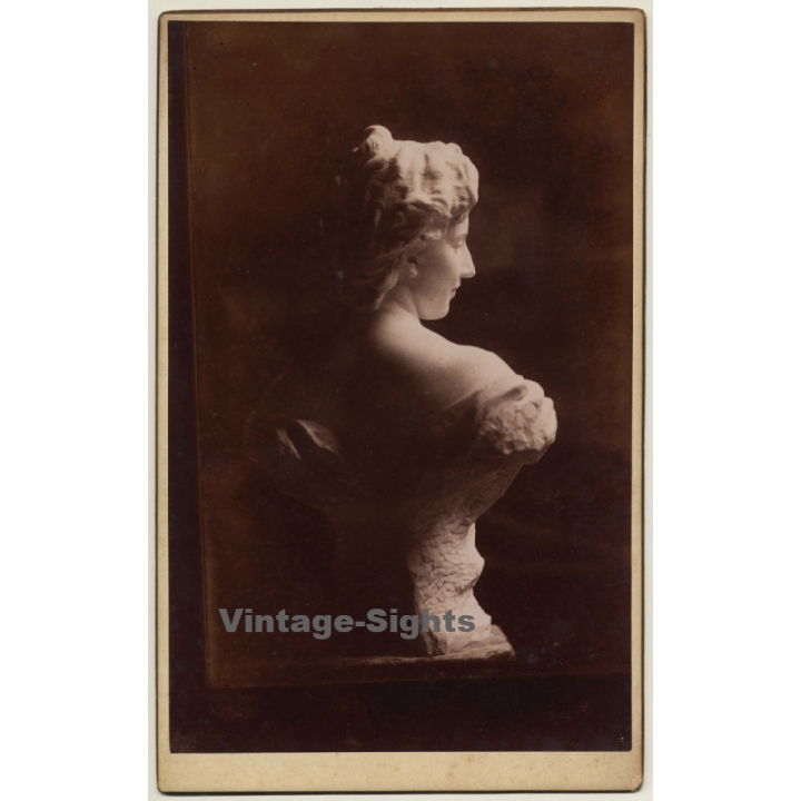 A. Louvois / Bruxelles: Antique Female Bust (Vintage Cabinet Card 1896)