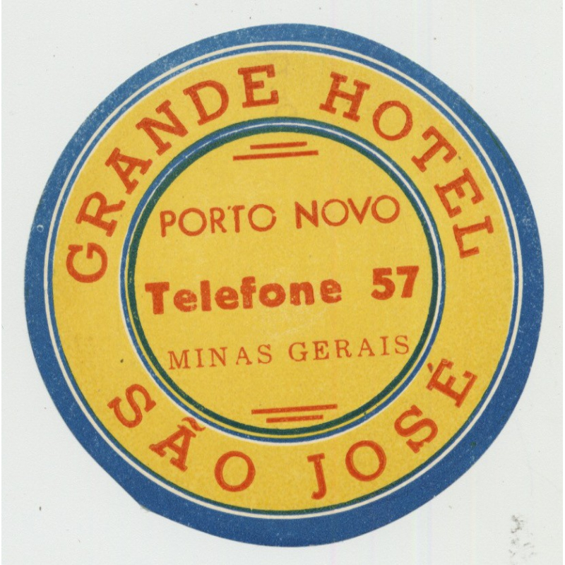 Grande Hotel - Porto Novo - Sao Jose / Brazil (Vintage Luggage Label)