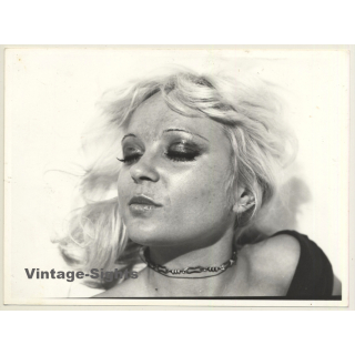 Close-up Of Pretty Blonde Woman With Closed Eyes (Vintage Photo ~1970s)