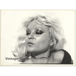 Close-up Of Pretty Blonde Woman With Closed Eyes (Vintage Photo ~1970s)