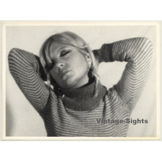 Pretty Blonde Woman In Turtleneck Jumper (Vintage Photo ~1970s)