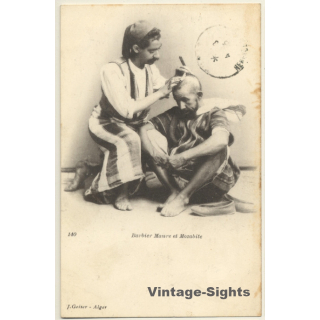 Algeria: Barbier Maure Et Mozabite / Hairdresser (Vintage PC 1900s)