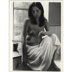 Jerri Bram (1942): Pensive Pregnant Nude On Window Sill (Vintage Photo ~1970s)