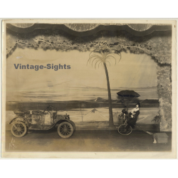 H.A. Atwell: Clown & Dog On Unicycle / Oldtimer - Circus (Large Vintage Photo ~1910s/1920s)