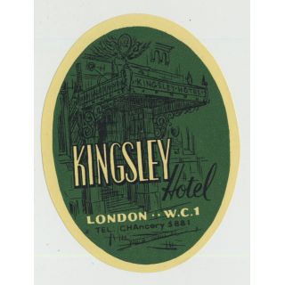 Kingsley Hotel - London W.C.1 / Great Britain (Vintage Luggage Label)