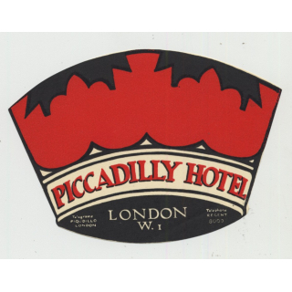 Piccadilly Hotel - London W.1 / Great Britain (Vintage Luggage Label)