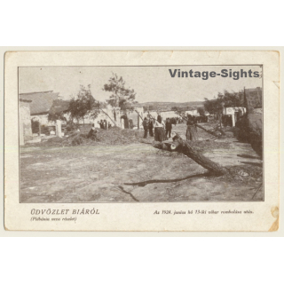 Biá / Hungary: Plébánia Utca / 1924 Junius 13-1 Vihar Rombolasá Után (Vintage PC)