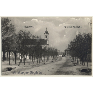 Budaörs / Hungary: Main Street / Church (Vintage RPPC)