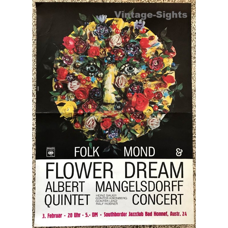 Albert Mangelsdorff - Folk Mond & Flower Dream (Rare Vintage Concert Poster 1960s)