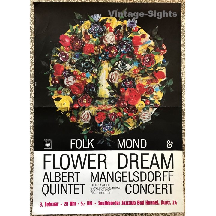Albert Mangelsdorff - Folk Mond & Flower Dream (Vintage Concert Poster 1960s)