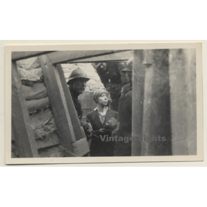 Dixmude: Le Roi & La Reine Au Boyau De La Mort WW1 (Vintage Photo 1917)
