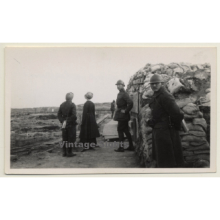 Dixmude: Le Roi & La Reine A La Tranchée De La Casbah WW1 (Vintage Photo 1917)