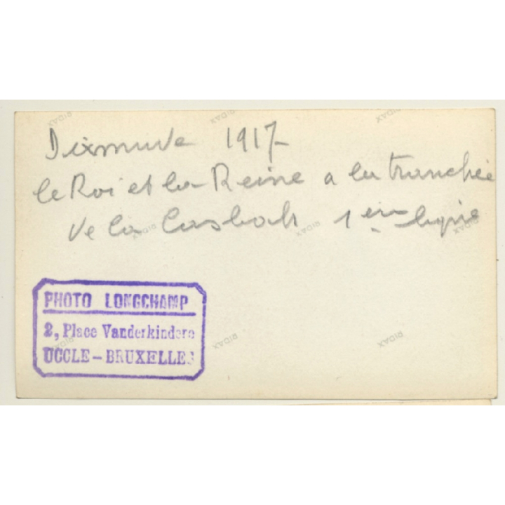 Dixmude: Le Roi & La Reine A La Tranchée De La Casbah WW1 (Vintage Photo 1917)