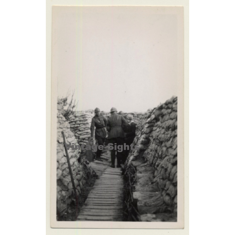 Dixmude: Le Roi & La Reine Au Boyau De La Mort*2 WW1 (Vintage Photo 1917)