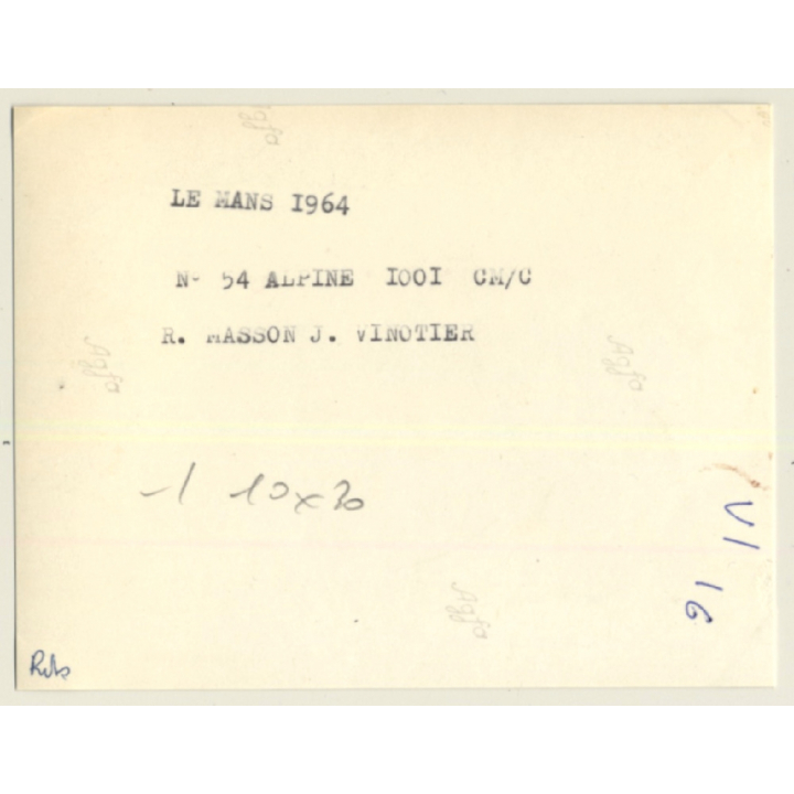 24h Du Mans / 1964: Renault Alpine M64 - Masson / Vinatier (Vintage Photo)