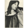 Pretty Brunette Nude In Transparent Negligee (Vintage Photo GDR ~1980s)