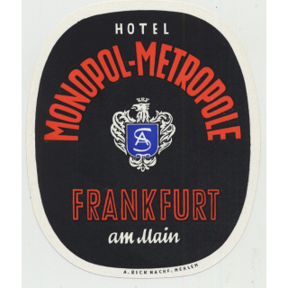 Hotel Monopol-Metropole - Frankfurt a. M. / Germany (Vintage Luggage Label)