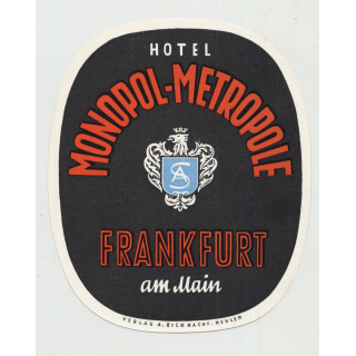Hotel Monopol-Metropole - Frankfurt a. M. / Germany (Vintage Luggage Label)