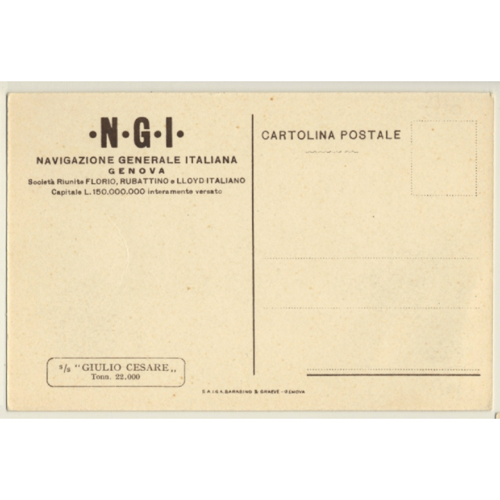 N.G.I.: S.S. Giulio Cesare / Steamer (Vintage PC 1920s/1930s)