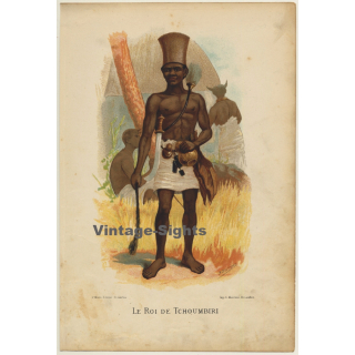 P. Belloguet: Ganchu, Roy Bateké & Lance Sacrée / Ethnic (Vintage Chromolithography 1891)