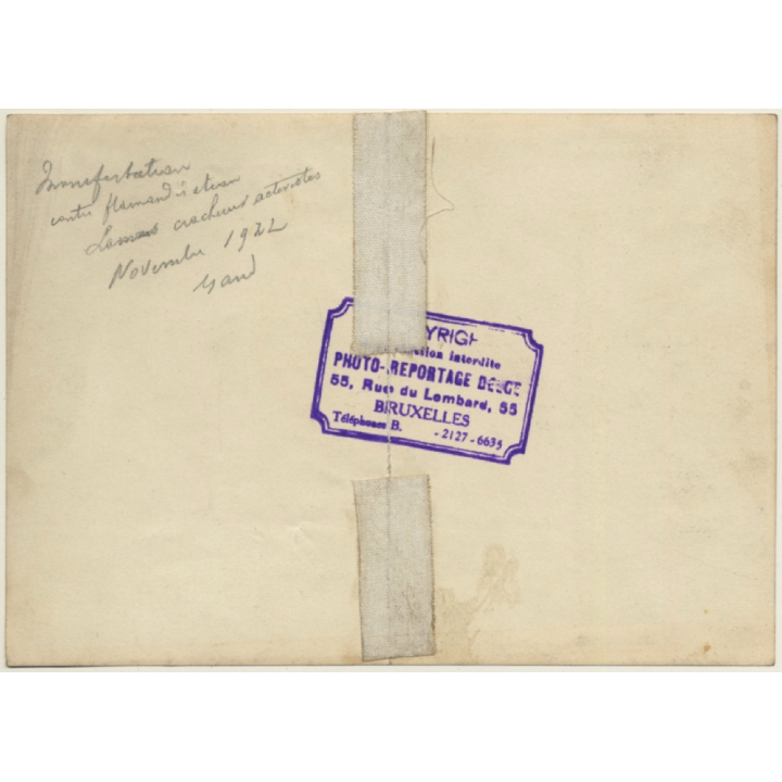 Gent / Gand: Manifestation Contre Flamandistes / Protesters (Vintage Press Photo 1922)