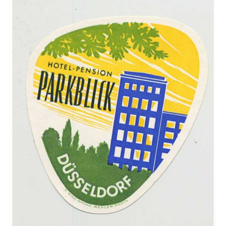 Hotel-Pension Parkblick - Düsseldorf / Germany (Vintage Luggage Label)