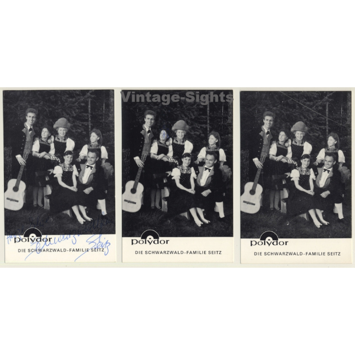 Die Schwarzwaldfamilie Seitz / Volksmusik (3 Autogrammkarten  1 x Signiert)