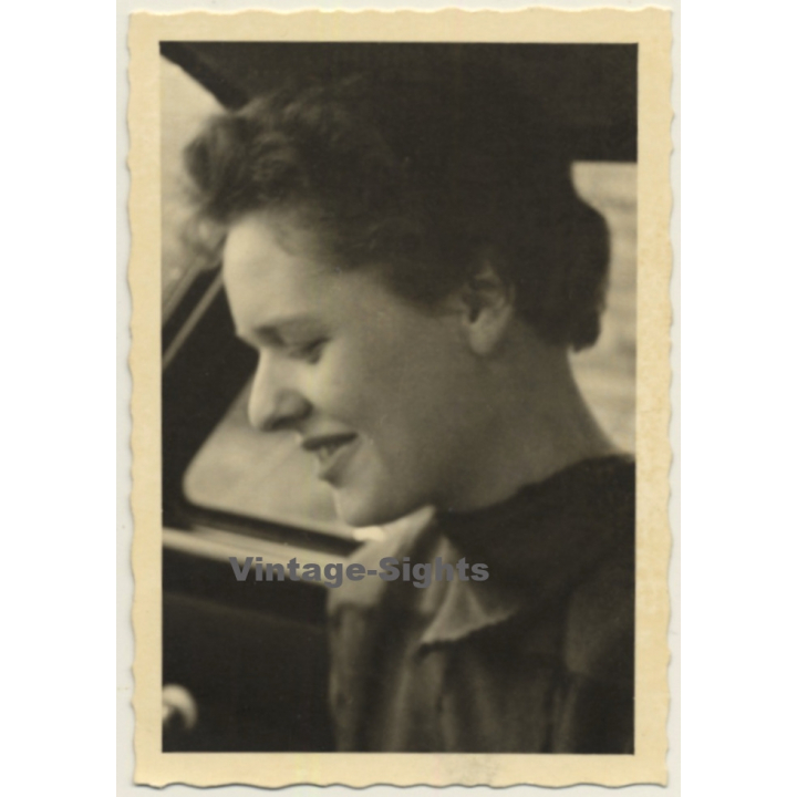 Close-up Of Smiling Natural Shorthaired Female (Vintage Photo ~1940s/1950s)