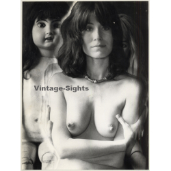 Jerri Bram (1942): Pretty Nude & Dolls / Double Exposure (Large Vintage Photo ~1970s)