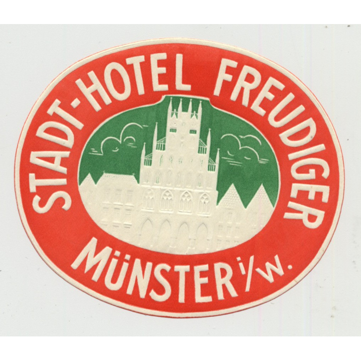 Stadt-Hotel Freudiger - Münster i/W. / Germany (Vintage Luggage Label)