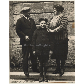 Nice Portrait Of French Father, Mother & Daughter (Vintage Photo ~1910s)