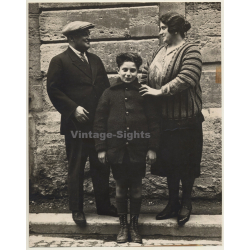 Nice Portrait Of French Father, Mother & Daughter (Vintage Photo ~1910s)