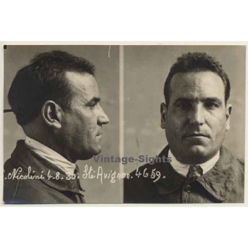 Michel Nicolini (1897-1936) Executed Murderer / Terror Des Bouges - Prison Sainte Anne (Vintage Photo 1936)