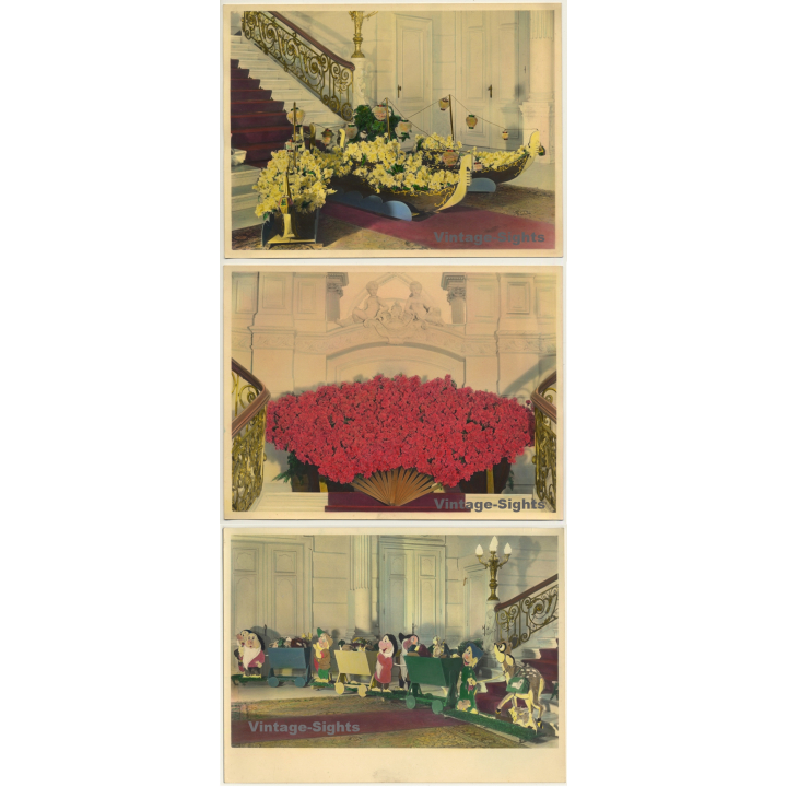 Snow White In Real Flower Skirt (4 Hand Tinted Gelatin Silver Prints ~1930s/1940s)