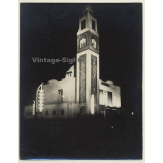 Paris: Exposition Coloniale 1931 Le Palais De L'Algérie Illuminé (Rare Vintage Photo)
