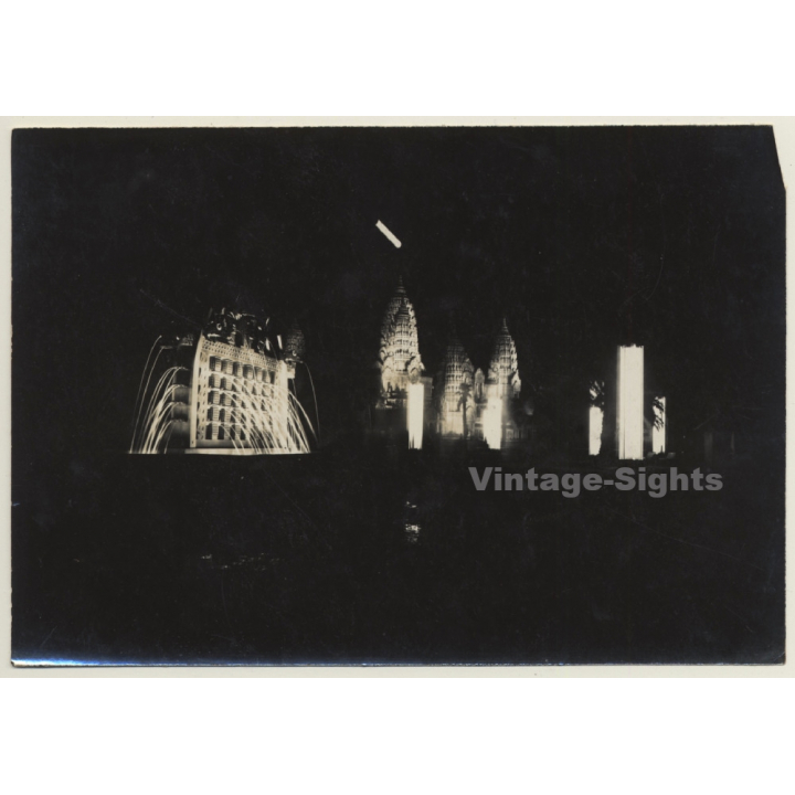 Paris: Exposition Coloniale 1931 Section Indo-Chine Angkor Wat Illuminé (Rare Vintage Photo)