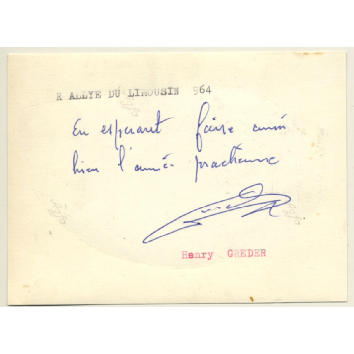 Rallye Du Limousin 1964: Henri Greder & Officials / Signature (Vintage Photo)