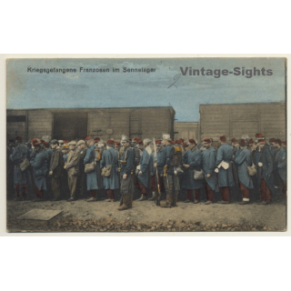 Kriegsgefangene Franzosen Im Sennelager WW1 (Vintage PC 1915)