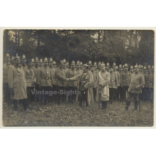 St.Ghislain: Presentation Of Iron Cross 2.Class By Major Schmölder*2 WW1 (Vintage RPPC 1914)